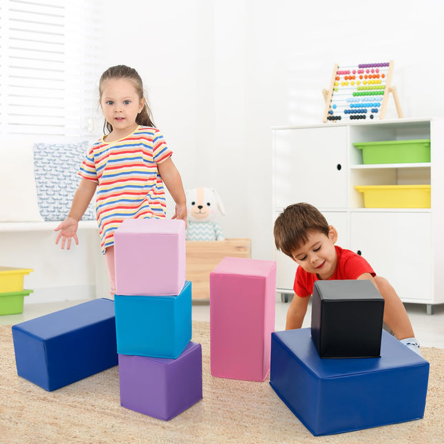 Costzon Foam Blocks, 7 PCS Colorful Building Toys Stacking Block Playset for Kids Safe Active Playing