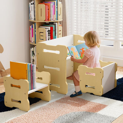 Costzon Kids Table and Chairs All in One Wooden Activity Desk Set for Home