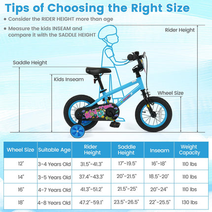 BABY JOY Kids Bike 12 14 16 18 Inch Children Bicycle