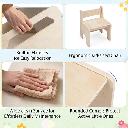 Costzon Kids Table and Chair House-Shaped Wooden Art Desk Set