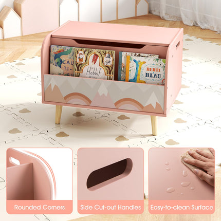 Costzon Kids Wooden Toy Box 4 Solid Wood Legs Flip-top Lid