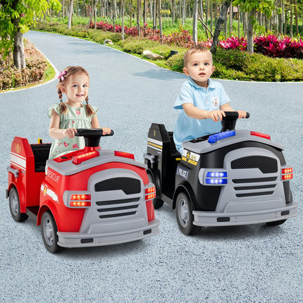 Costzon Police Car Ride on 12V Electric Cop Truck Kids Car w/Shovel & Wrench