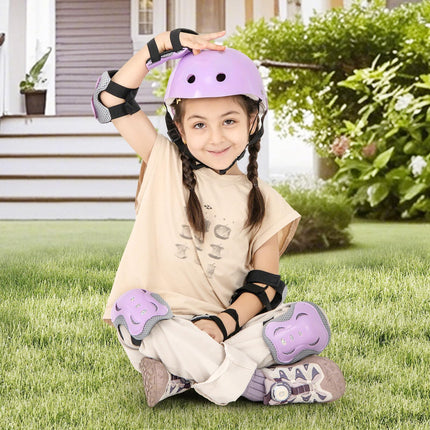 BABY JOY Kids Helmet Set, 6 in 1 Toddler Riding Equipment with Bike Helmet, Knee Elbow Wrist Pads, Spoke Beads
