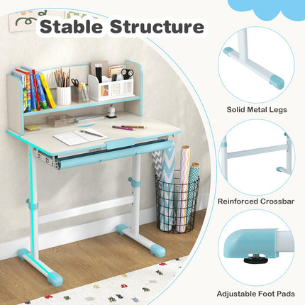 Costzon Kids Desk, Height Adjustable Children Study Desk with Tilt Desktop
