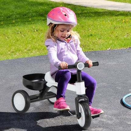 BABY JOY Toddler Tricycle, 2-in-1 Kids Tricycle Auxiliary Balance Bike with Carbon Steel Frame
