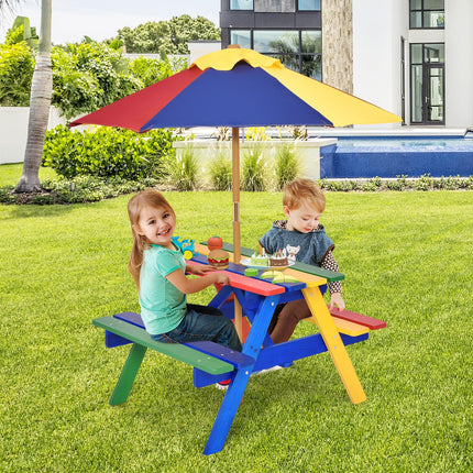 Costzon Kids Picnic Table with Removable & Foldable Umbrella