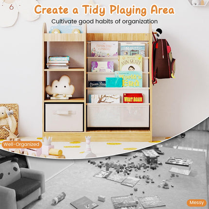 Costzon Kids Bookshelf with Full-Length Mirror Toy Storage Organizer