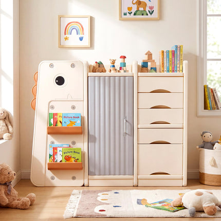 Costzon Dinosaur-Shaped Toy Storage Organizer Toddler Toy and Book Storage Cabinet