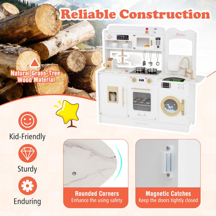 Costzon Kids Kitchen Playset Toddler Wooden Pretend Playset