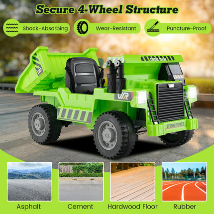 Costzon Kids Ride on Dump Truck, 12V Ride on Car w/Remote Control, Construction Vehicle for Kids