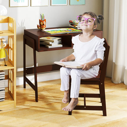 Costzon Kids Desk and Chair Set Wooden Children's School Chair Set