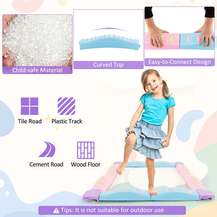Costzon Wavy Balance Beam for Kids, 20-Piece Colour Toddler Stepping Stones