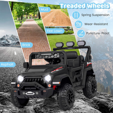 Costzon Kids Ride on Truck, 12V Electric Ride on Car with Remote Control, 3 Speed & Spring Suspension