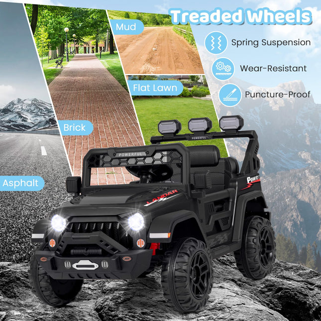 Costzon Kids Ride on Truck, 12V Electric Ride on Car with Remote Control, 3 Speed & Spring Suspension