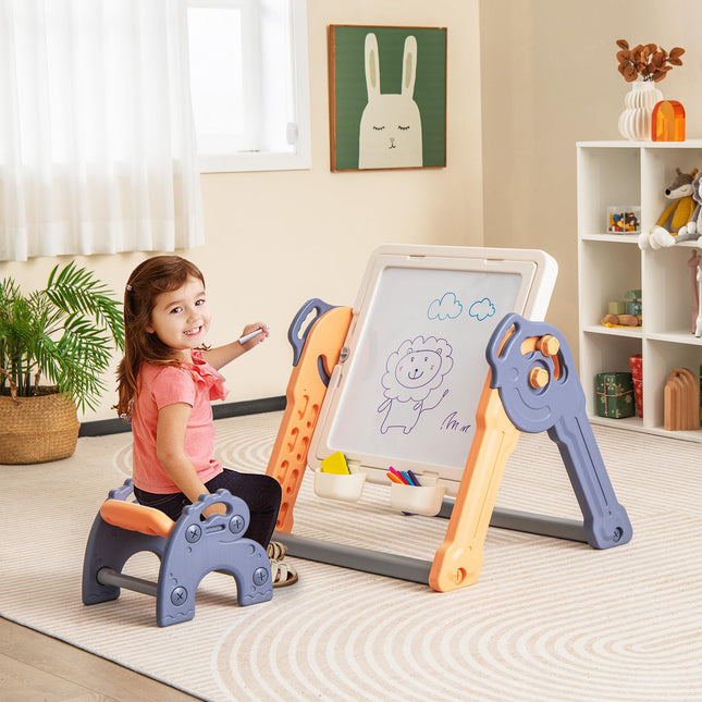 Costzon 6-in-1 Kids Table & Chair Set, Folding Art Easel, Activity Table for Sand & Water