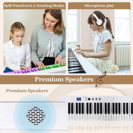 Costzon 88-Key Foldable Digital Piano Keyboard, Full Size Semi-Weighted Keyboard, Portable Electric Piano