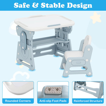 Costzon Kids Table and Chair Set Height Adjustable Art Desk Set