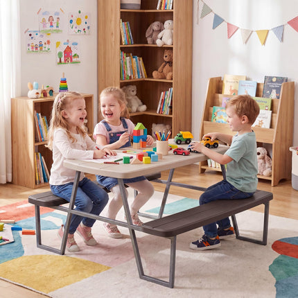 Costzon Kids Picnic Table HDPE Tabletop Metal Frame