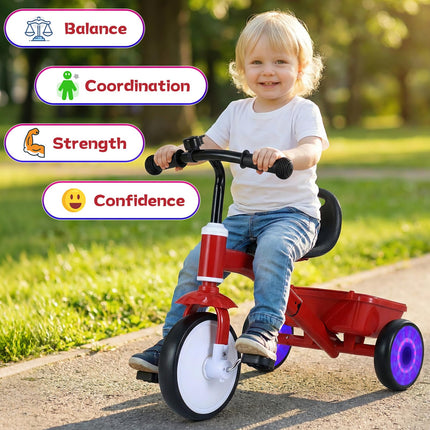 BABY JOY Toddler Tricycle Baby Bike with Glowing Wheels