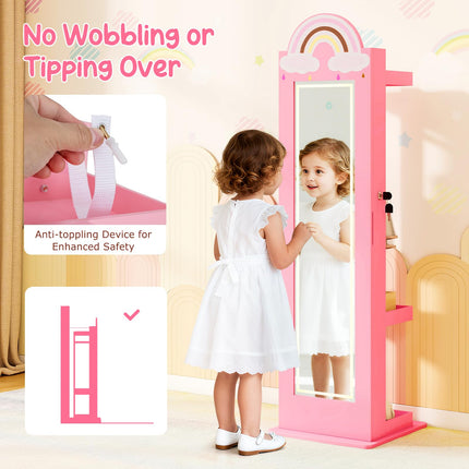 Costzon Kids Lockable Standing Jewelry Organizer
