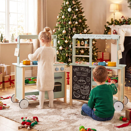 Costzon Play Kitchen for Kids | Rolling Chef Grocery Store Pretend Play Set for Girls Boys 3+