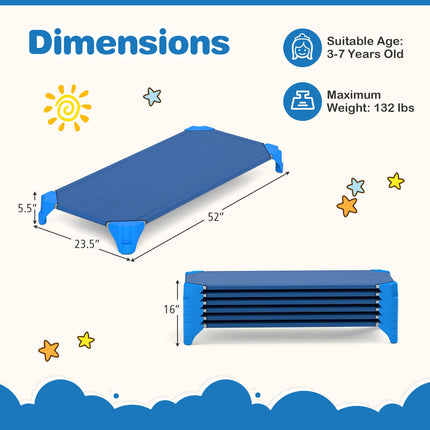 Costzon Daycare Cots for Kids, 6 PCS Space-Saving Stackable Cots w/Sturdy Metal Frame