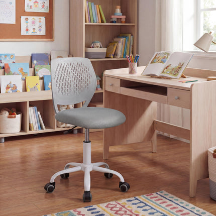 Costzon Armless Height Adjustable Kids Computer Chair Ergonomic Backrest & Stable 5-Point Wheels