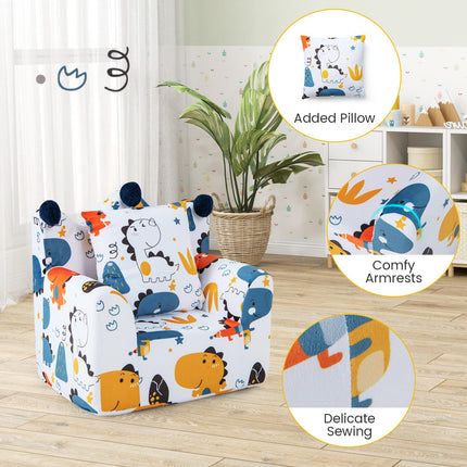 Costzon Kids Sofa, Foam Filled Armchair with Padded Pillow, Upholstered Sofa Chair