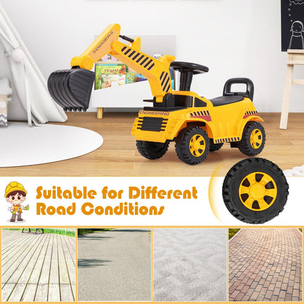 Costzon Ride On Excavator, Kids Construction Digger Truck, Foot-to-Floor Sliding Car Vehicle Toy w/Working Shovel