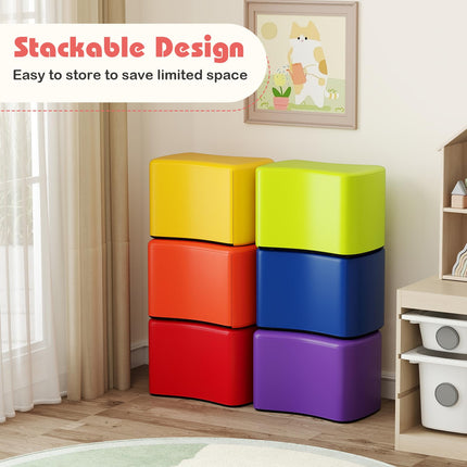 Costzon 6-Piece Modular Stool Set for Kids 10'' Waterproof Daycare Butterfly Foam Stools