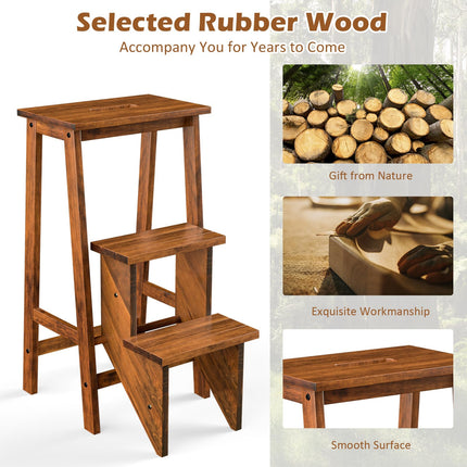 Costzon Folding Step Stool 3 Tier Wood Ladder