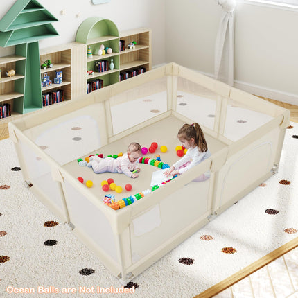 Costzon Large Baby Playpen, 75" x 59" Baby Activity Center w/Zippered Doors
