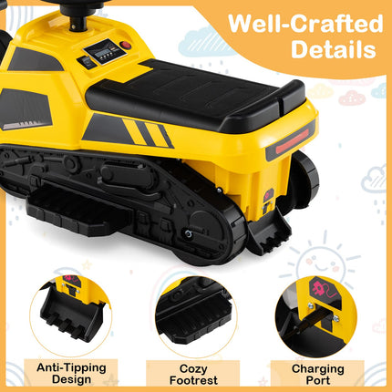 Costzon 3-in-1 Ride on Tractor, Electric Excavator Bulldozer Toy Road Roller w/Adjustable Arms