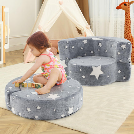 Costzon Kids Couch, 2 in 1 Convertible Glow in The Dark Sofa for Toddlers with 8-inch Sitting Cushion