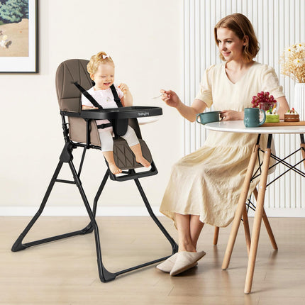 BABY JOY Foldable High Chair, Portable Highchairs for Babies and Toddlers with 3-Position Adjustable Tray & Footrest
