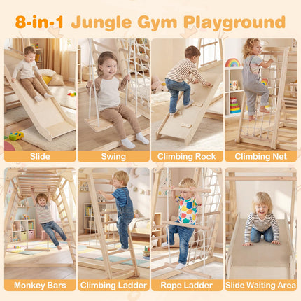 Costzon Indoor Playground 8-in-1 Kids Montessori Jungle Gym