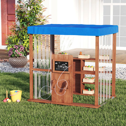 Costzon Kids Gas Station Playhouse Outdoor Pretend Playset