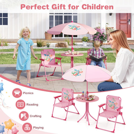 Costzon Kids Outdoor Table with 2 Folding Chairs
