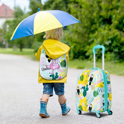 BABY JOY 2 PC Kids Luggage, 16" Toddlers Carry-on Suitcase & 12" Backpack Set