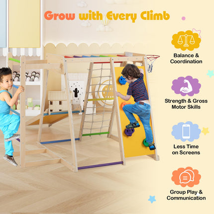Costzon Indoor 6-in-1 Kids Montessori Jungle Gym with Baby Slide