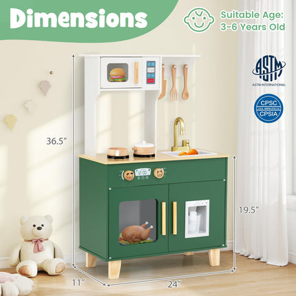 Costzon Little Chef Kitchen Playset w/Microwave for Girl Boy Aged 3+