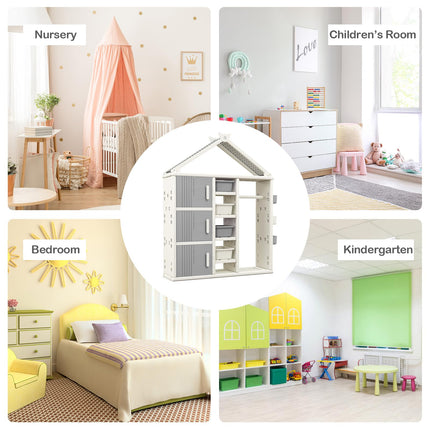 Costzon Kids Costume Storage Closet, Children Pretend Dresser Wardrobe