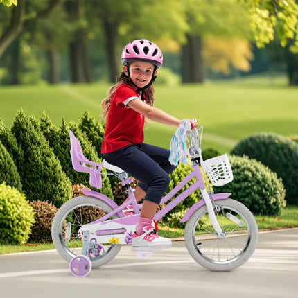 BABY JOY Kids Bike, 12 14 16 18 Inch Children Bicycle, 95% Pre-Assembled Girls Bike