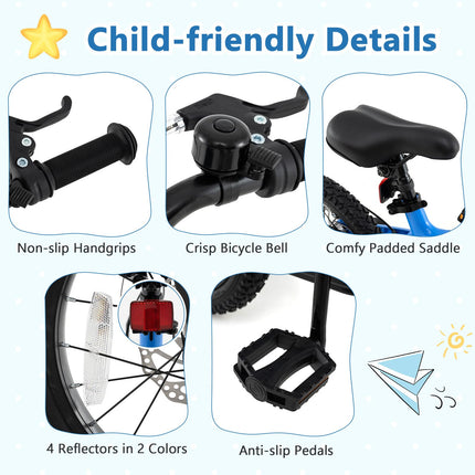 BABY JOY Kids Bike, 16" Lightweight Alloy Sporty Bicycle w/Dual Disc Brakes, Training Wheels