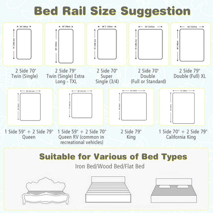 BABY JOY Bed Rail for Toddlers, 57’’ Extra Long, Height Adjustable & Foldable Baby Bed Rail Guard