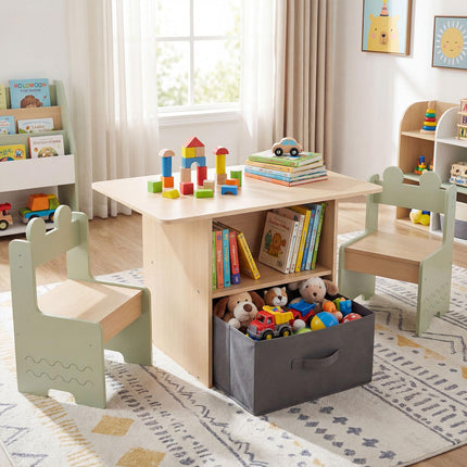 Costzon Kids Wooden Activity Desk Set Indoor Children Furniture