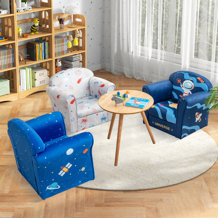 Costzon Kids Sofa, Children Armrest Chair with Pattern, Toddler Furniture with Sturdy Wood Construction for Boys & Girls