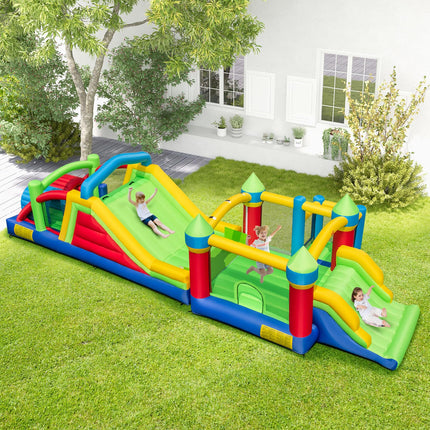 BOUNTECH Inflatable Obstacle Course Bounce House, Kids Huge Sectional Bouncy Castle with Dual Slides
