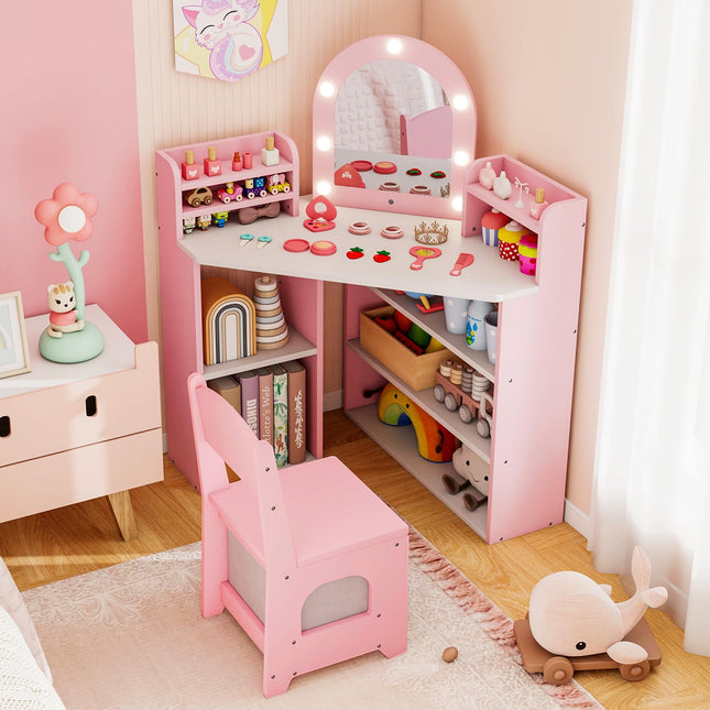 Costzon  Kids Vanity Table and Chair Set