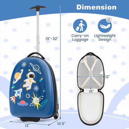 BABY JOY Kids Luggage, 16” Hard Shell Kids Carry On Luggage, Kids Suitcase for Girls Boys Toddlers